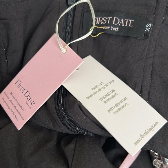 NWT First Date NYC Sophia Black-Pink Bow Rhinestone Flare Mini Dress $258 Sz XS - Picture 15 of 16